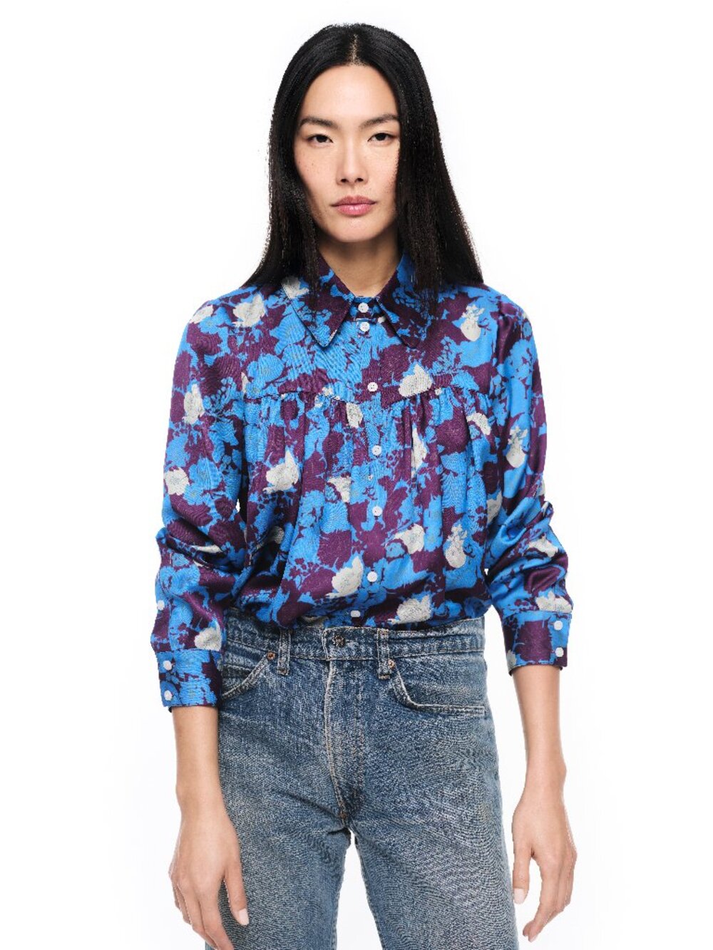 SMYTHE Patterned Blue and Purple Women's Top